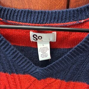 SO Red and Blue Striped Sweater Size L